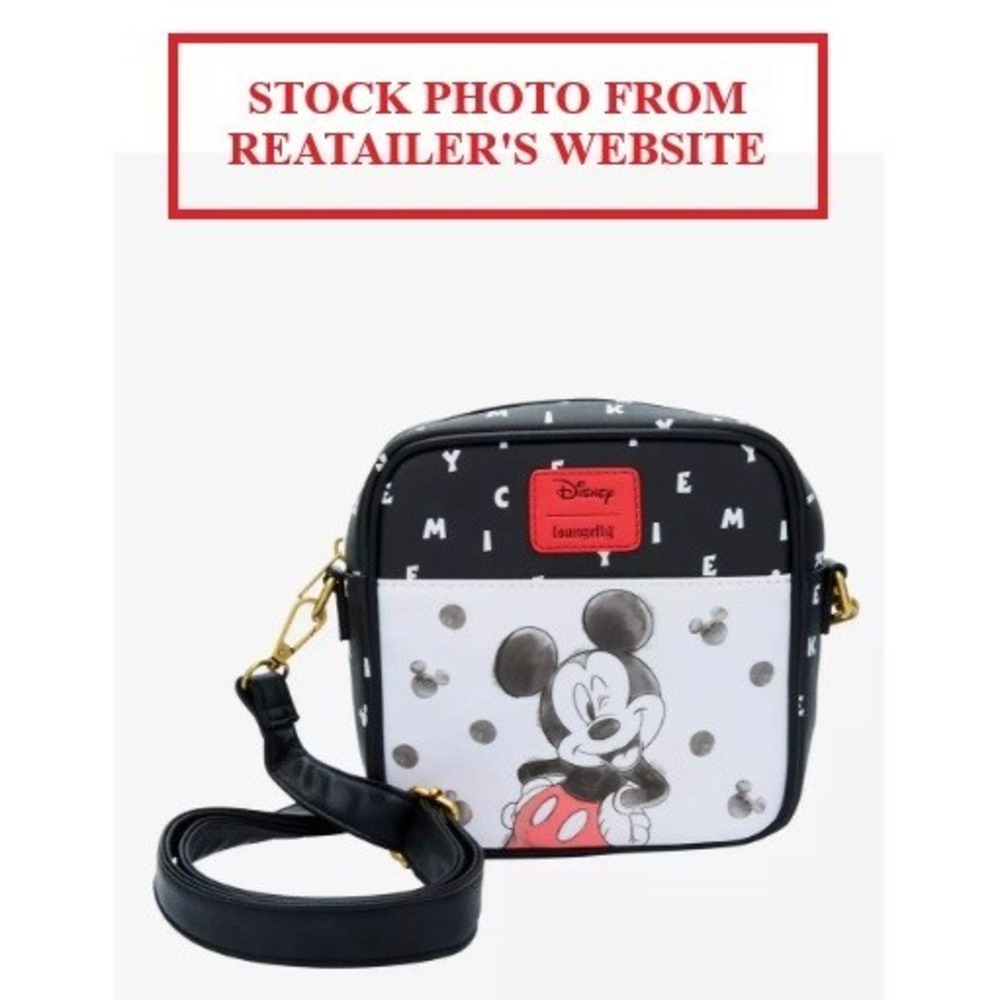 Loungefly Mickey Mouse Crossbody Bag Unisex Small Black New Watercolor Disney